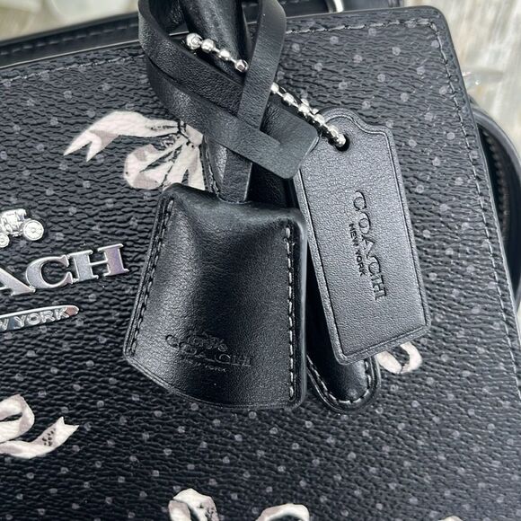 Coach Andrea Carryall Bag With Bow Print & Smooth Leather Crossbody Purse - Picture 12 of 15